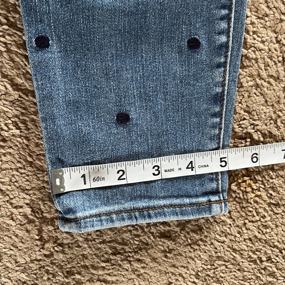 J. Crew • High-Rise Toothpick Jeans in Indigo Embroidered Polka Dots - Picture 7 of 8